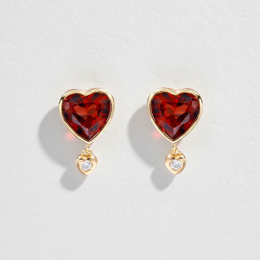 Crimson Heart Garnet Earrings
