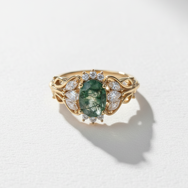 Moss Agate Verdant Grace Ring