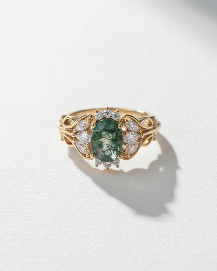 Moss Agate Verdant Grace Ring