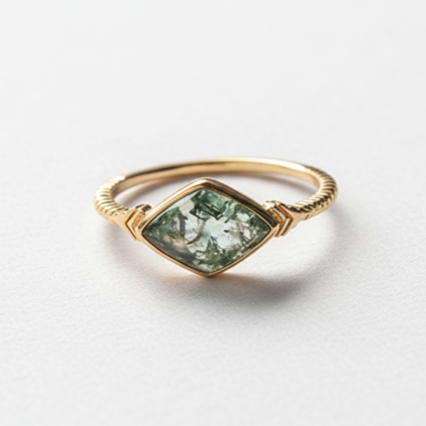 Nature’s Mirror Moss Agate Ring