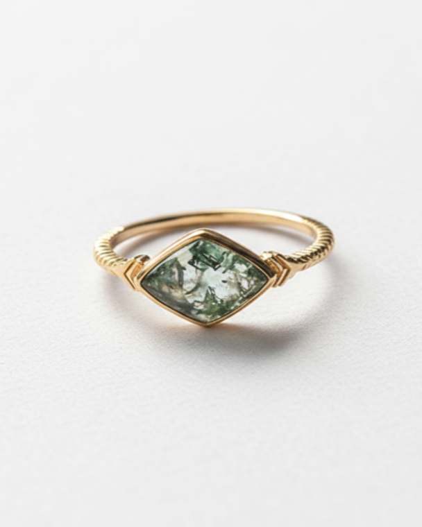 Nature’s Mirror Moss Agate Ring