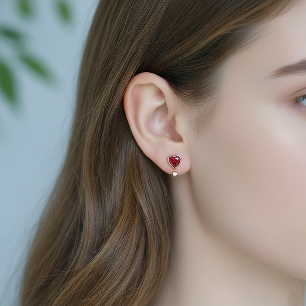 Crimson Heart Garnet Earrings