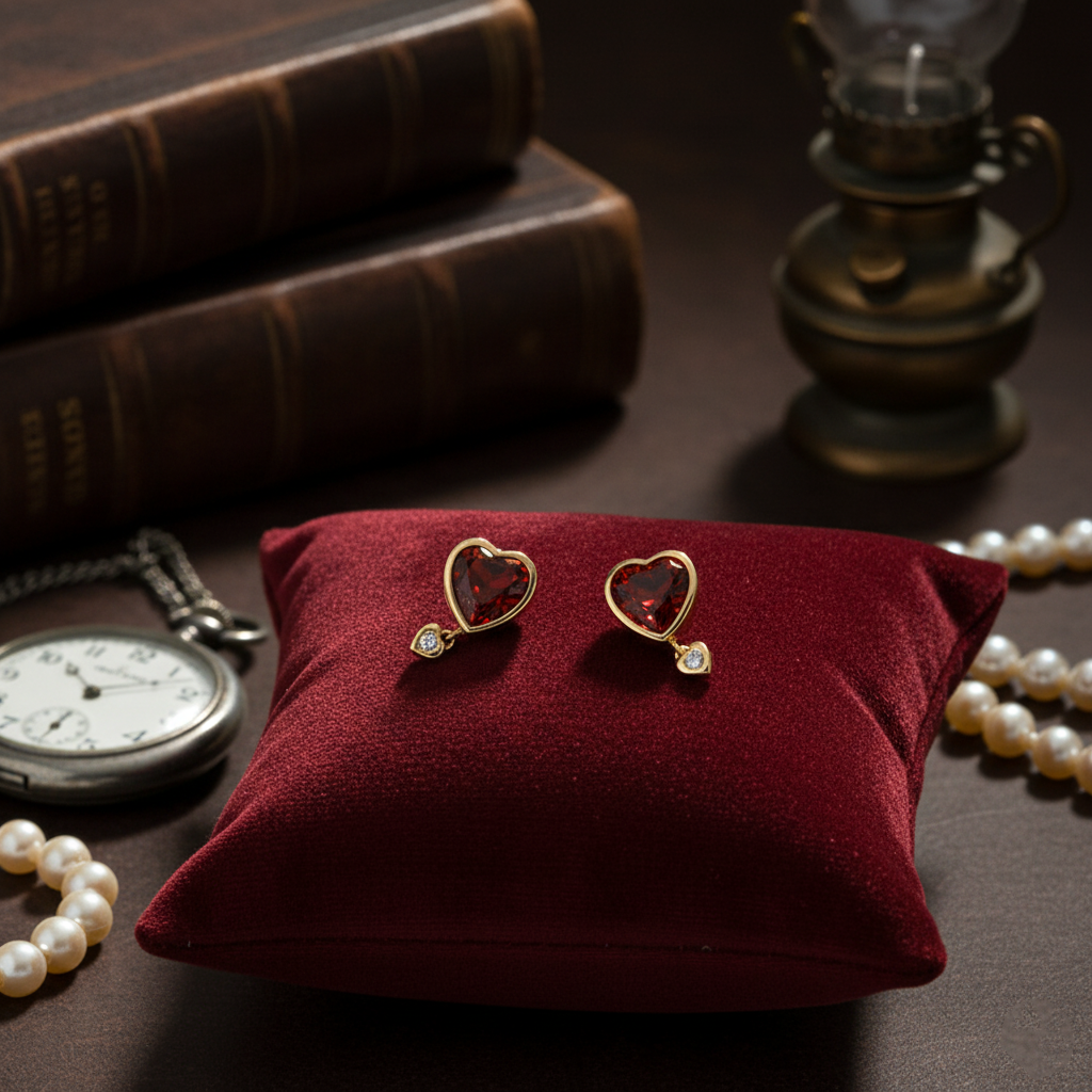 Crimson Heart Garnet Earrings