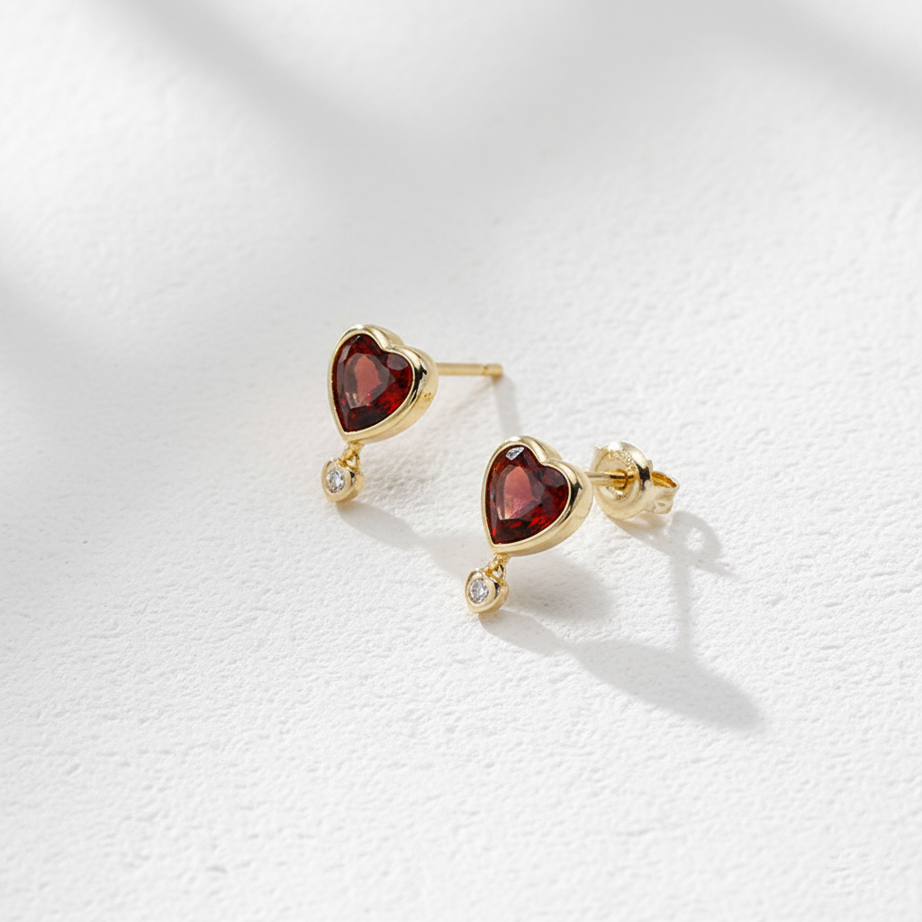 Crimson Heart Garnet Earrings