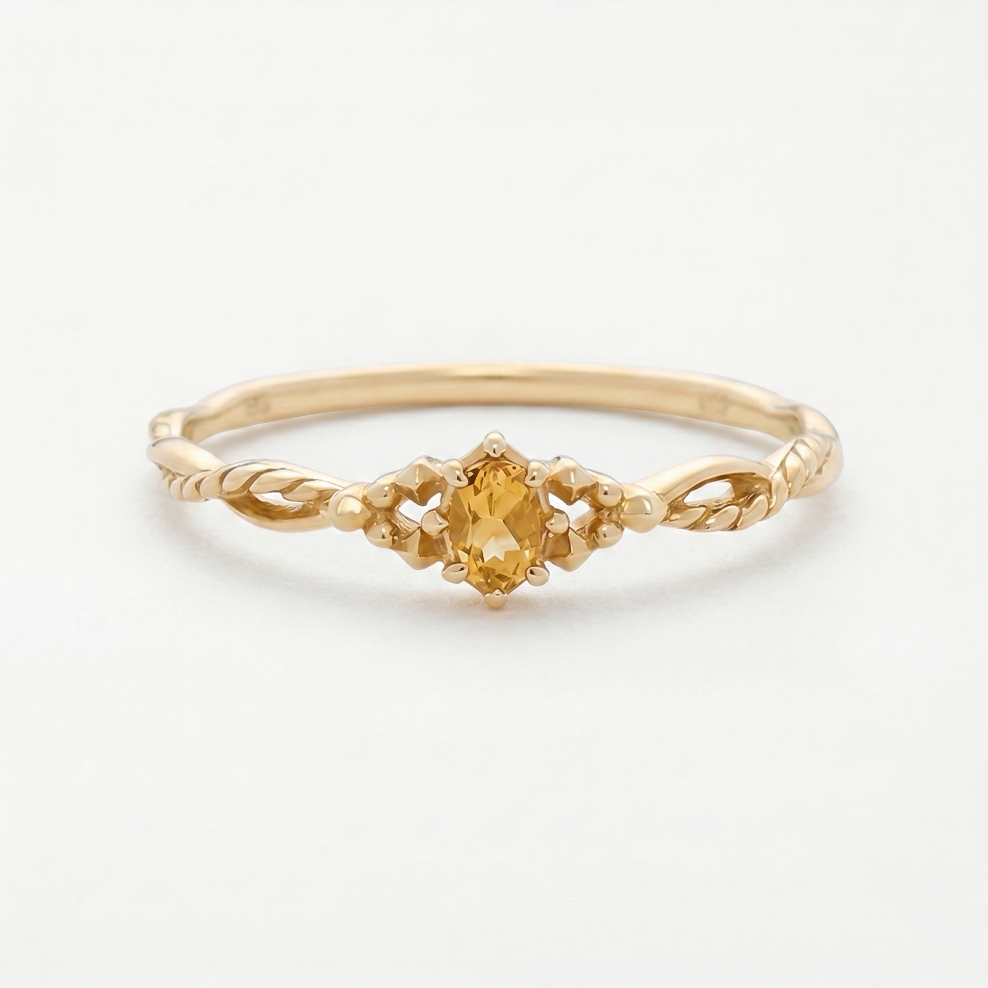 Conjunto de anillos de citrino Corona Dorada