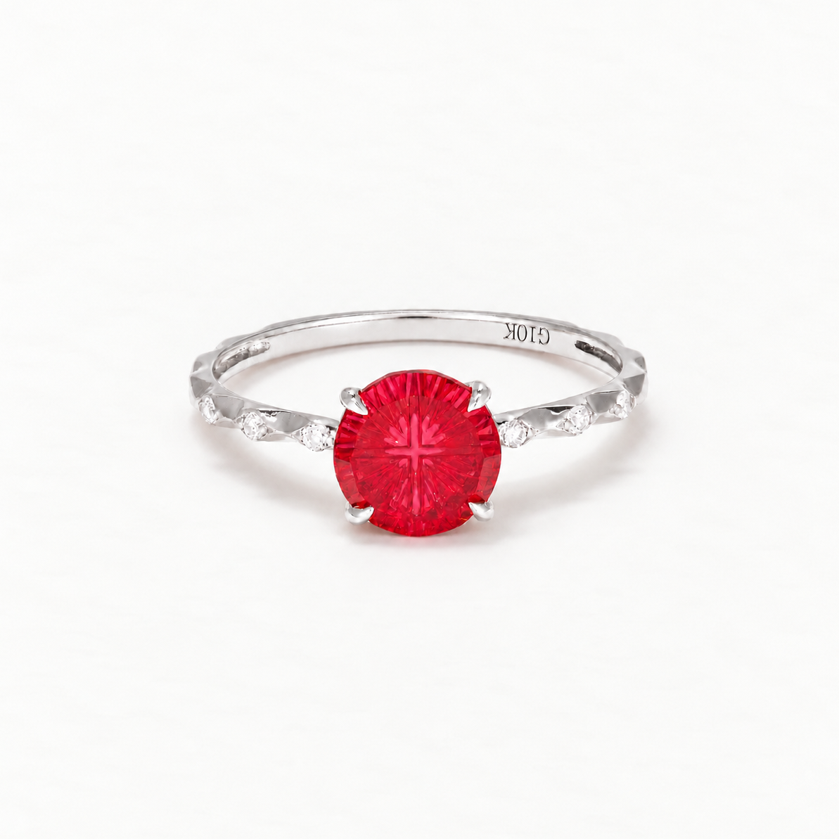 Vintage Starburst Lab-Grown Ruby Botanical Ring