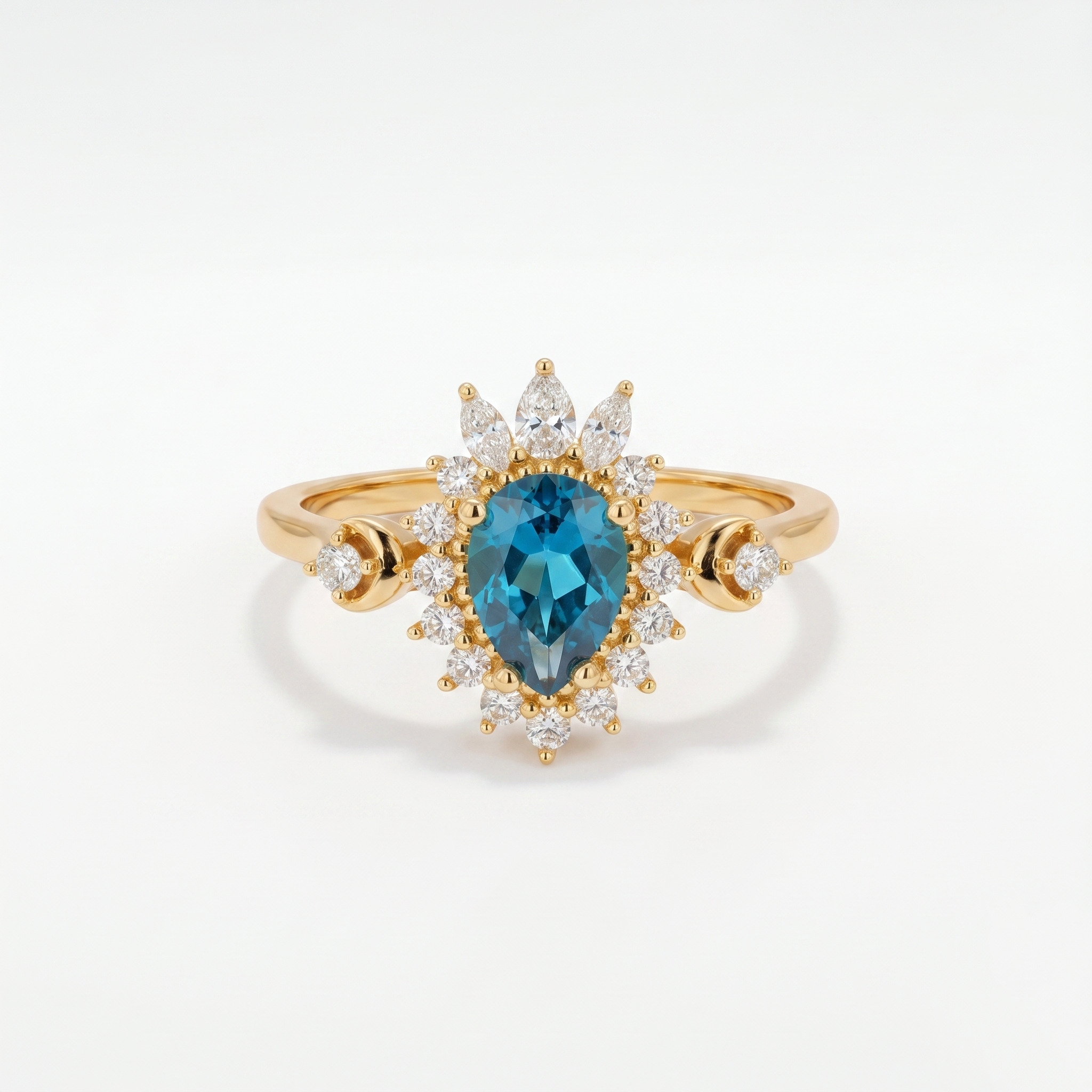 Anello con topazio blu Lunar Halo