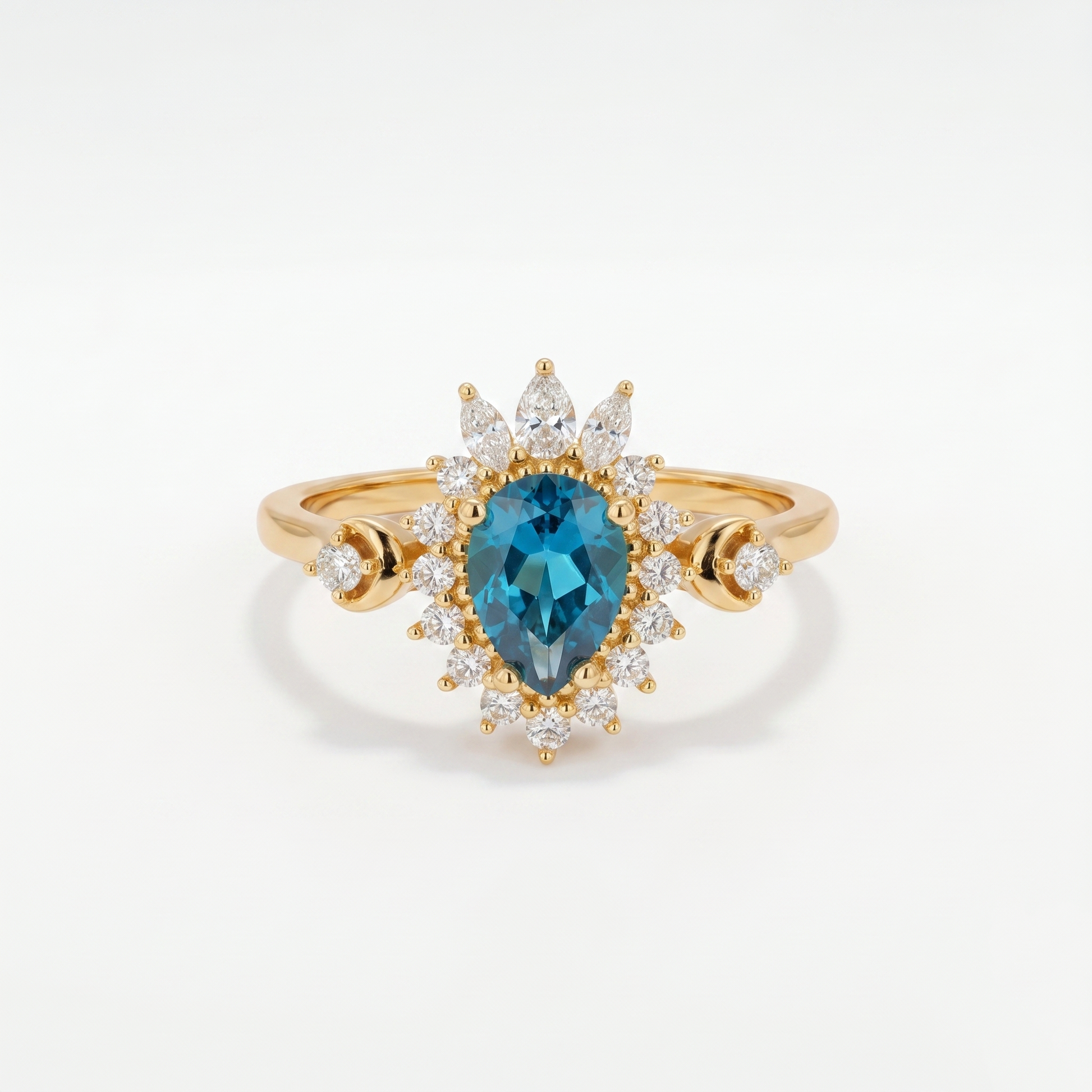 Anello con topazio blu Lunar Halo