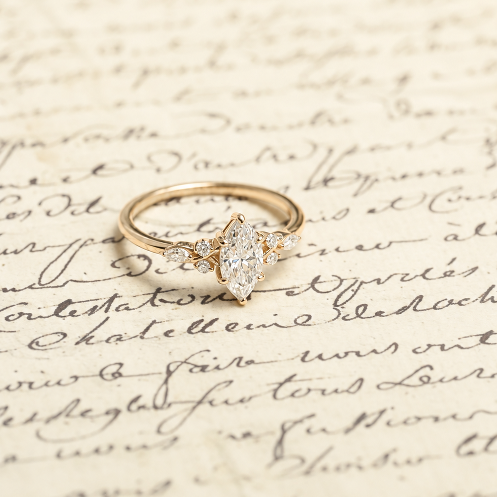 Marquise-Cut Moissanite Contour Ring Set