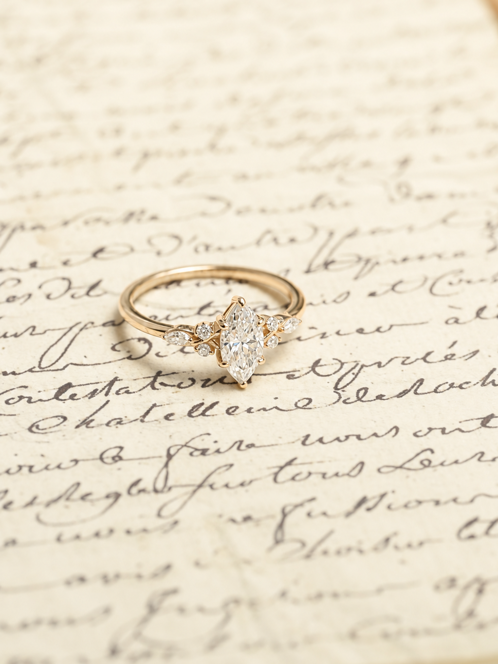 Marquise-Cut Moissanite Contour Ring Set