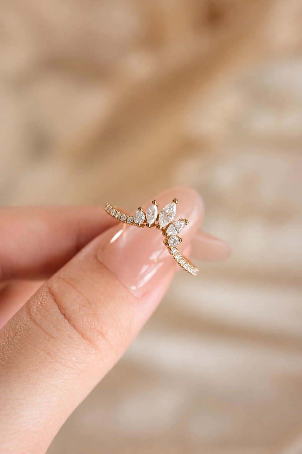 Marquise Moissanite Tiara Stacking Ring