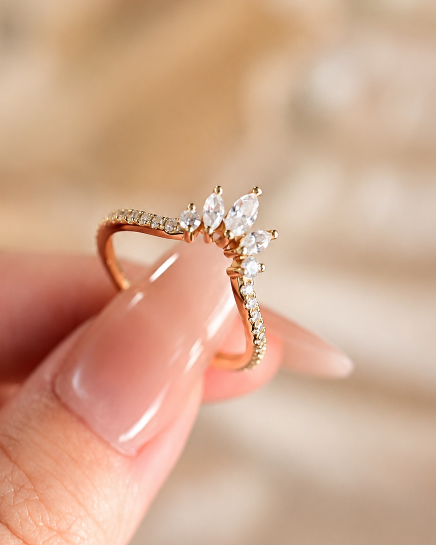 Marquise Moissanite Tiara Stacking Ring