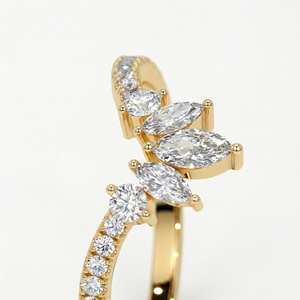 Marquise Moissanite Tiara Stacking Ring