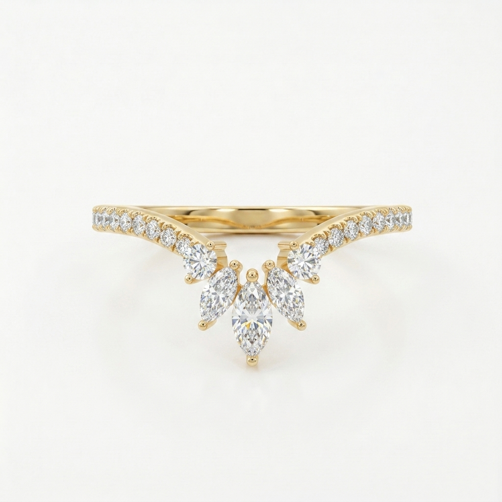 Marquise Moissanite Tiara Stacking Ring