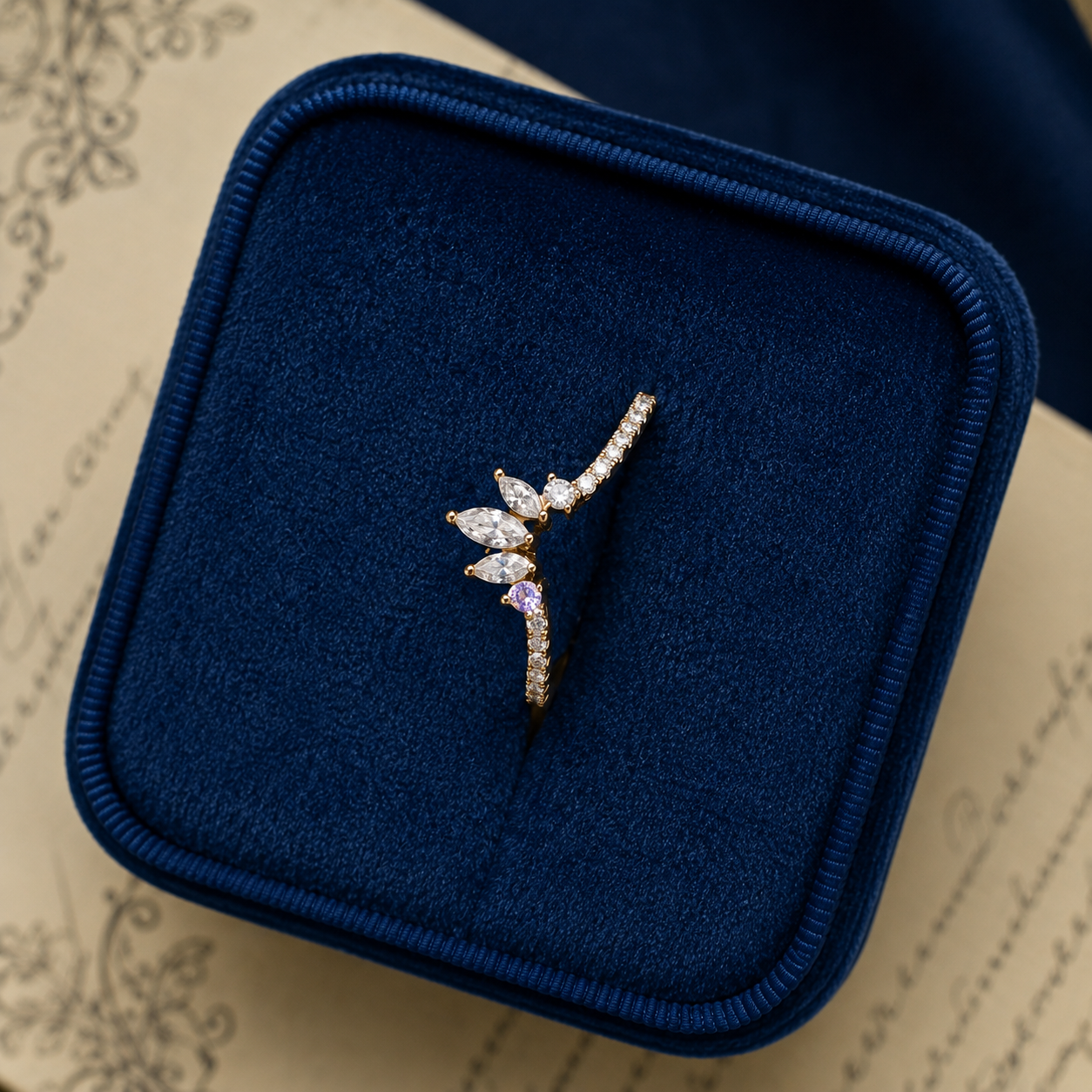 Marquise Moissanite Tiara Stacking Ring