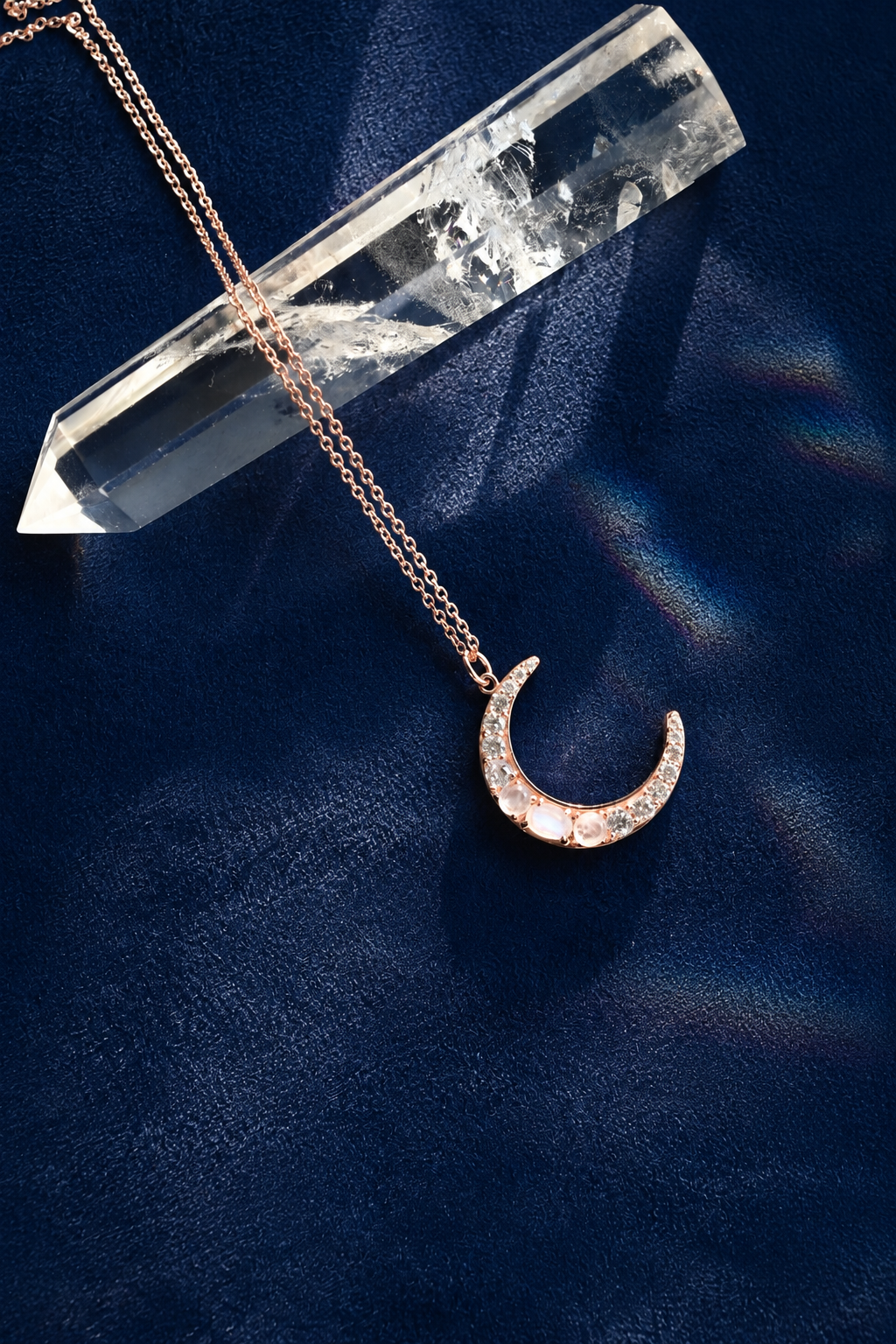 Moonstone Trio Crescent Necklace