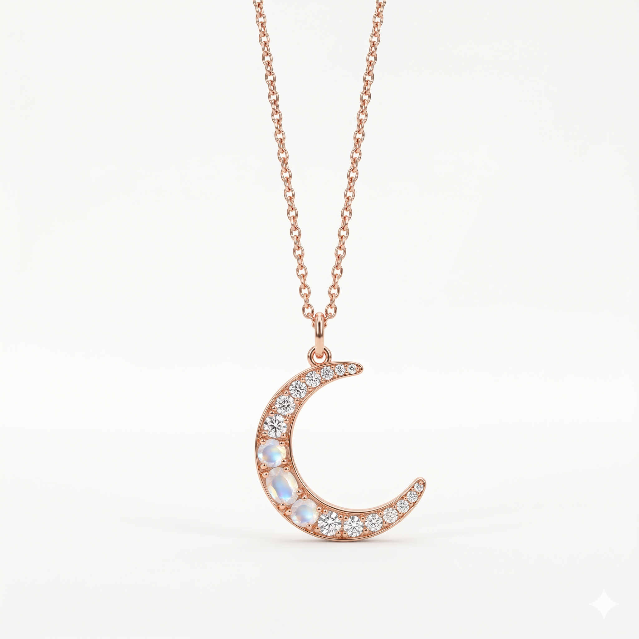 Moonstone Trio Crescent Necklace