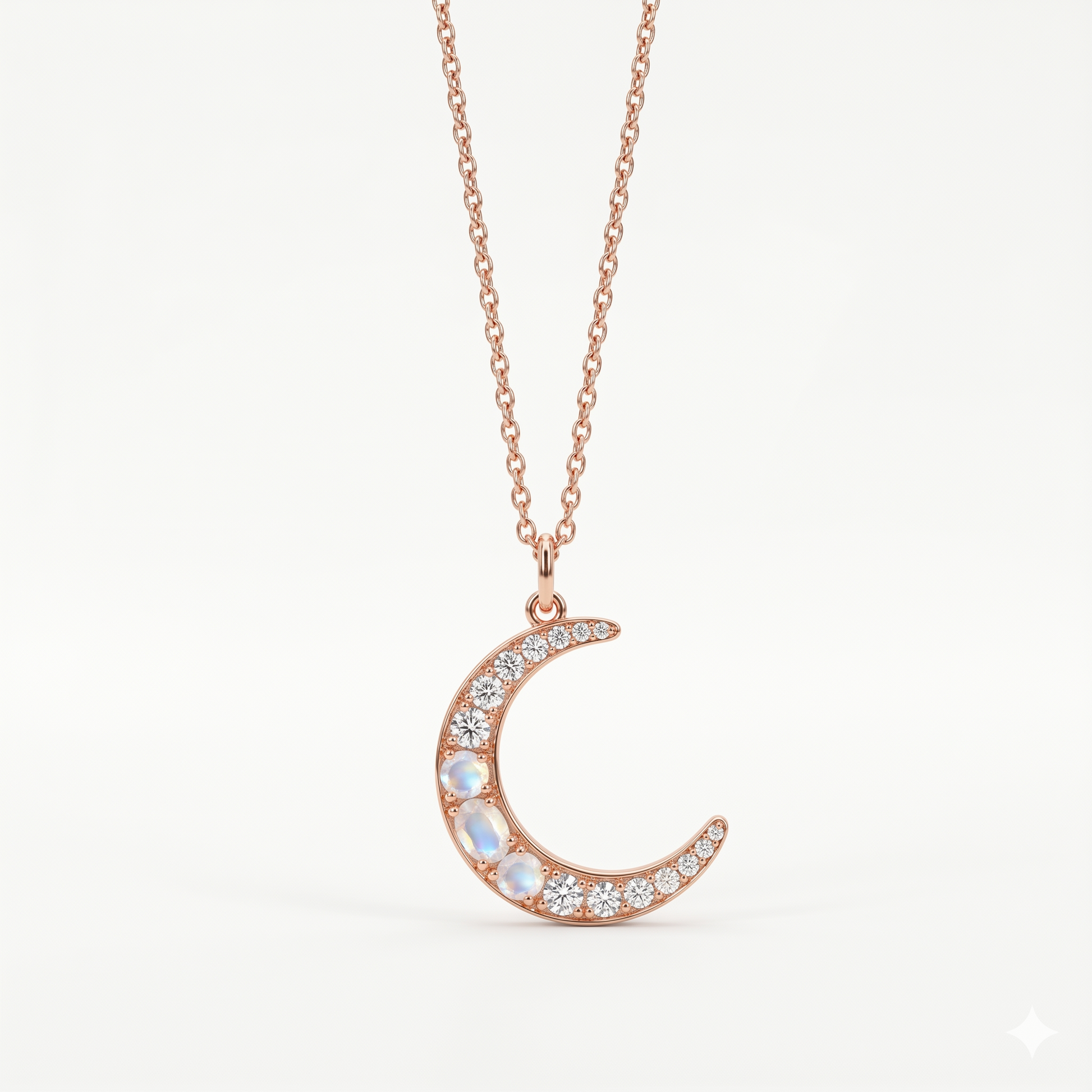Moonstone Trio Crescent Necklace