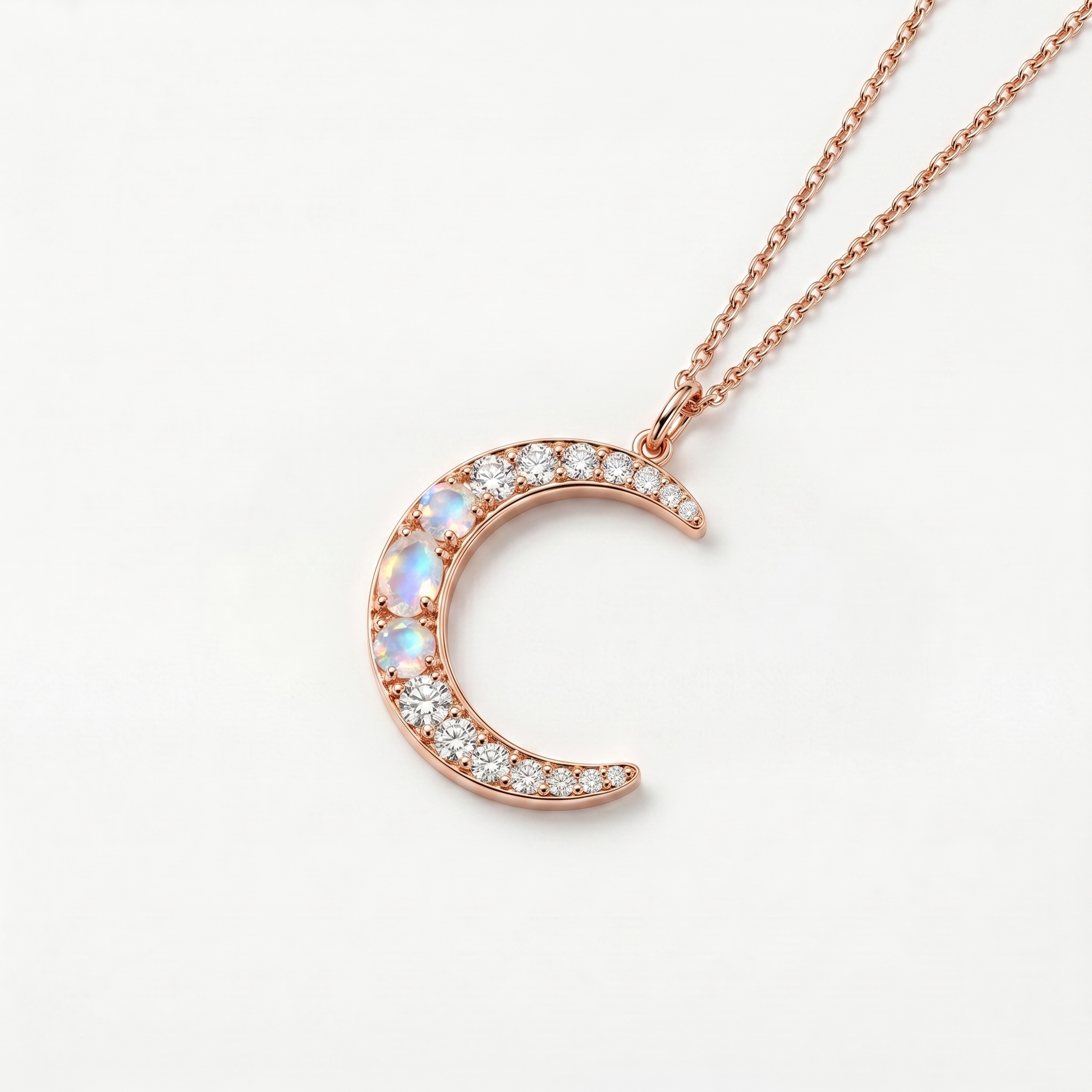 Moonstone Trio Crescent Necklace