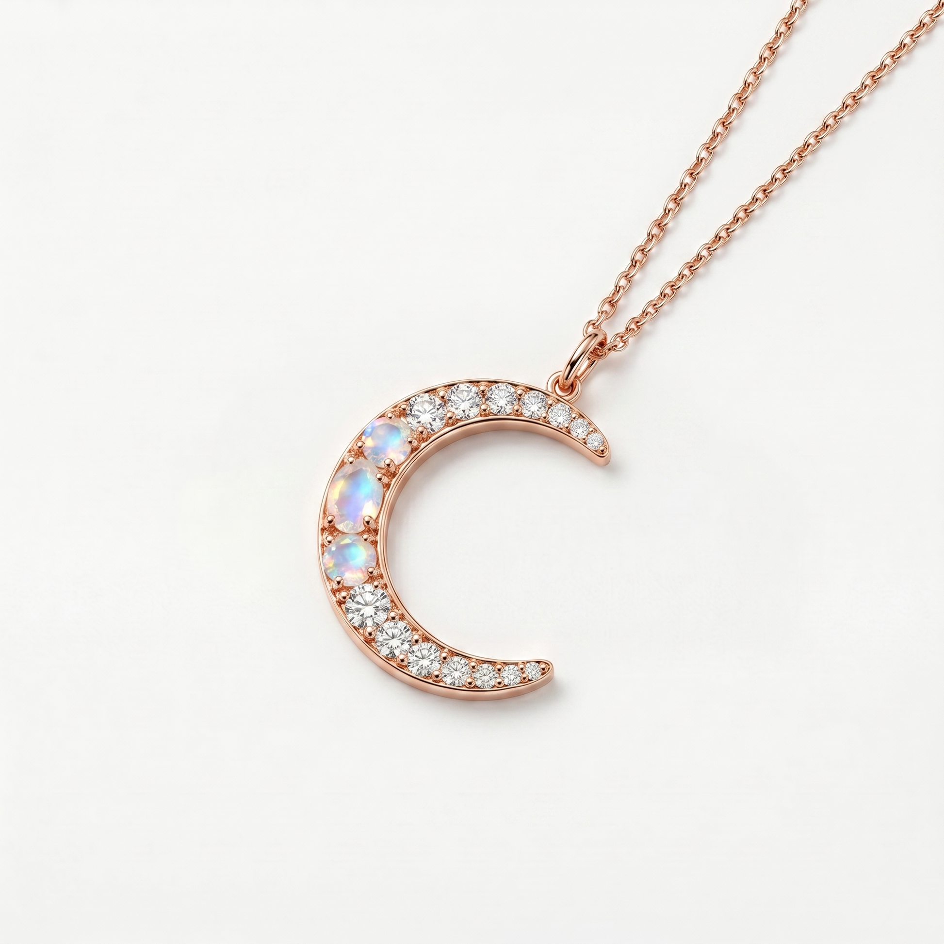 Moonstone Trio Crescent Necklace