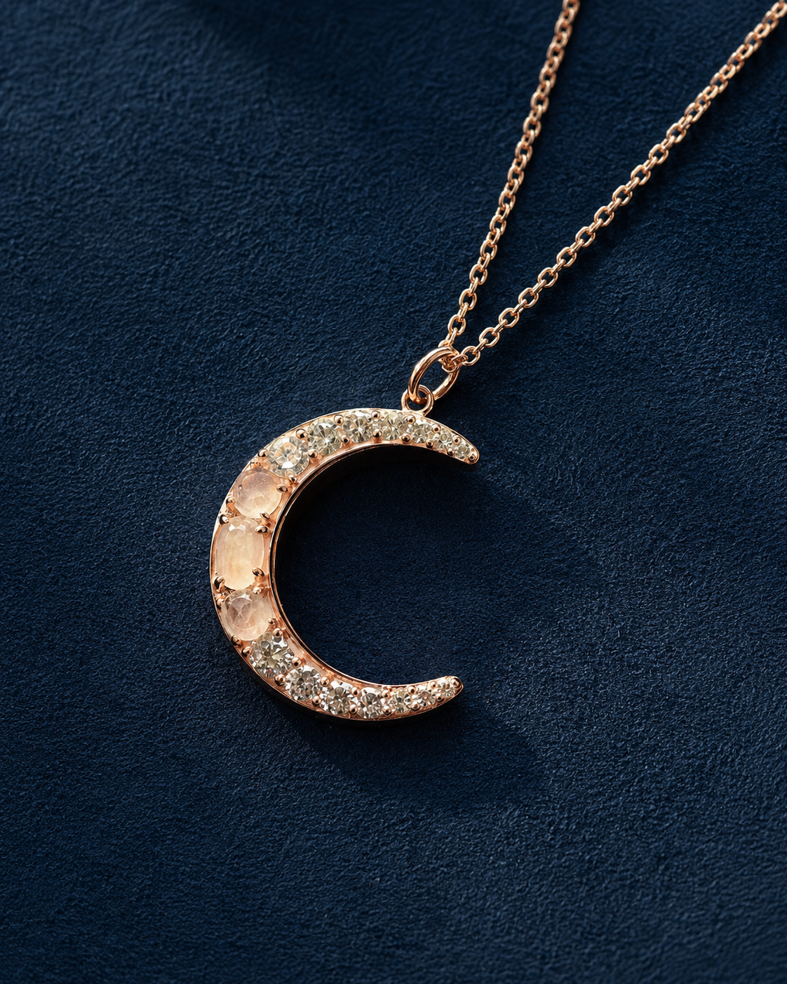 Moonstone Trio Crescent Necklace