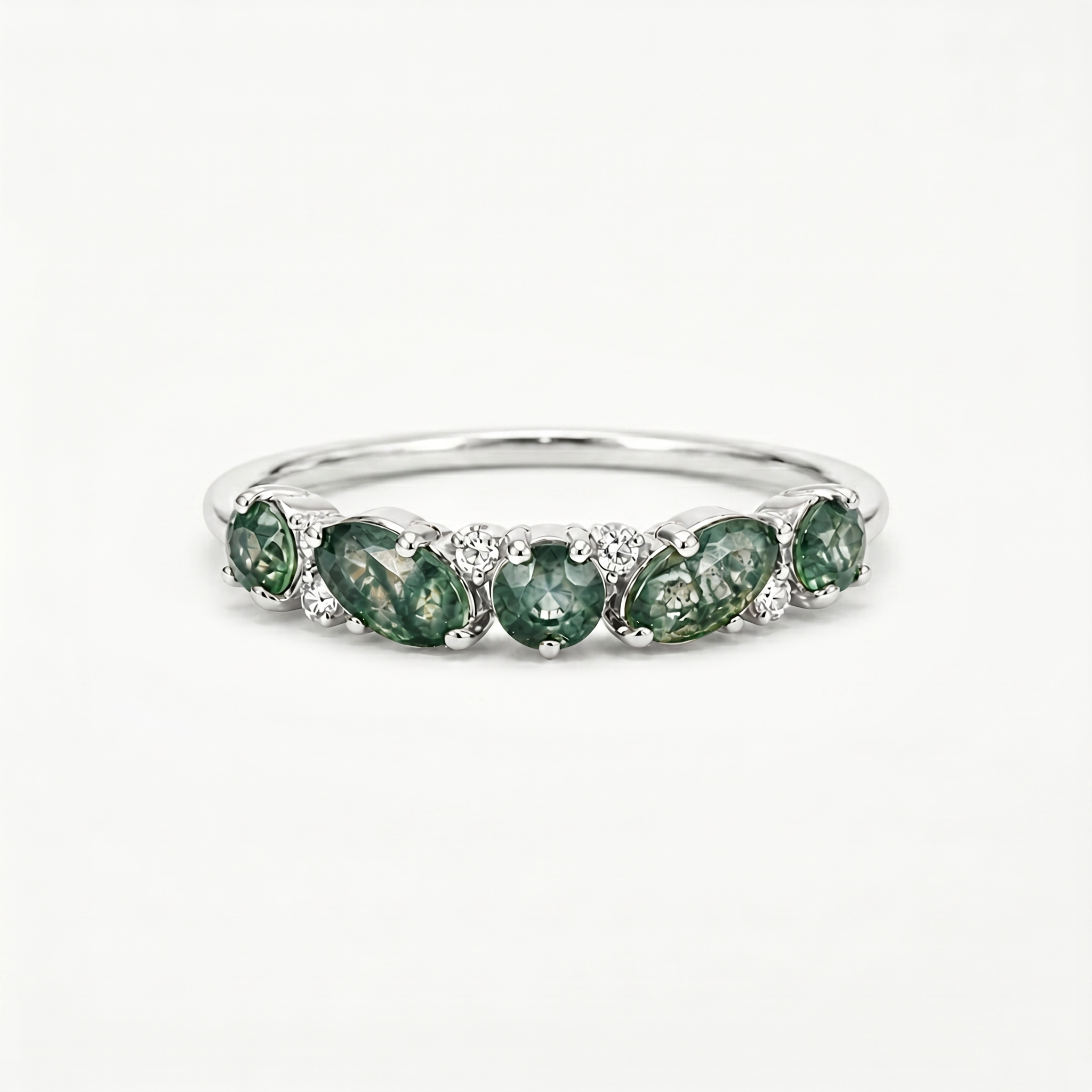 Moss Agate Band Ring