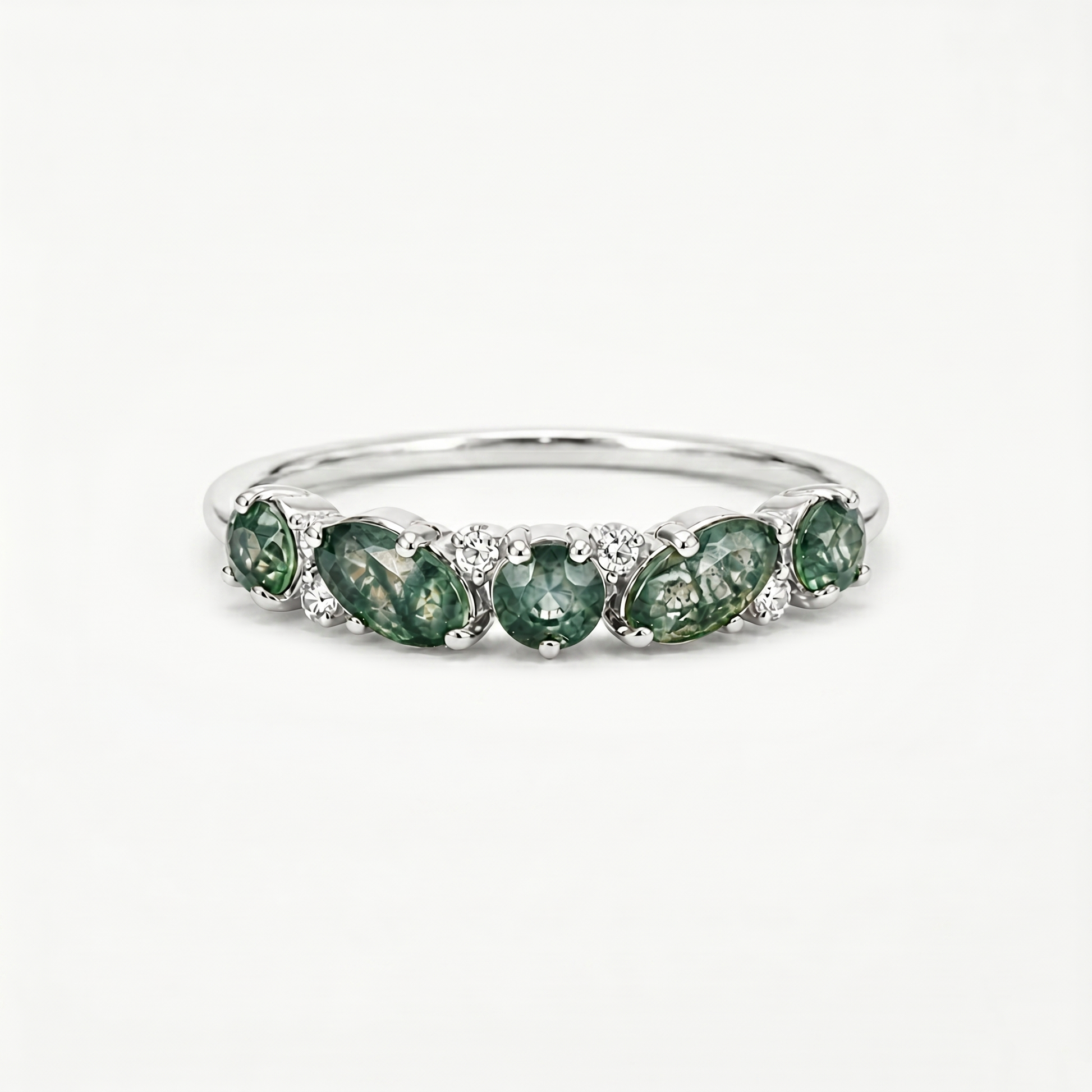Moss Agate Band Ring