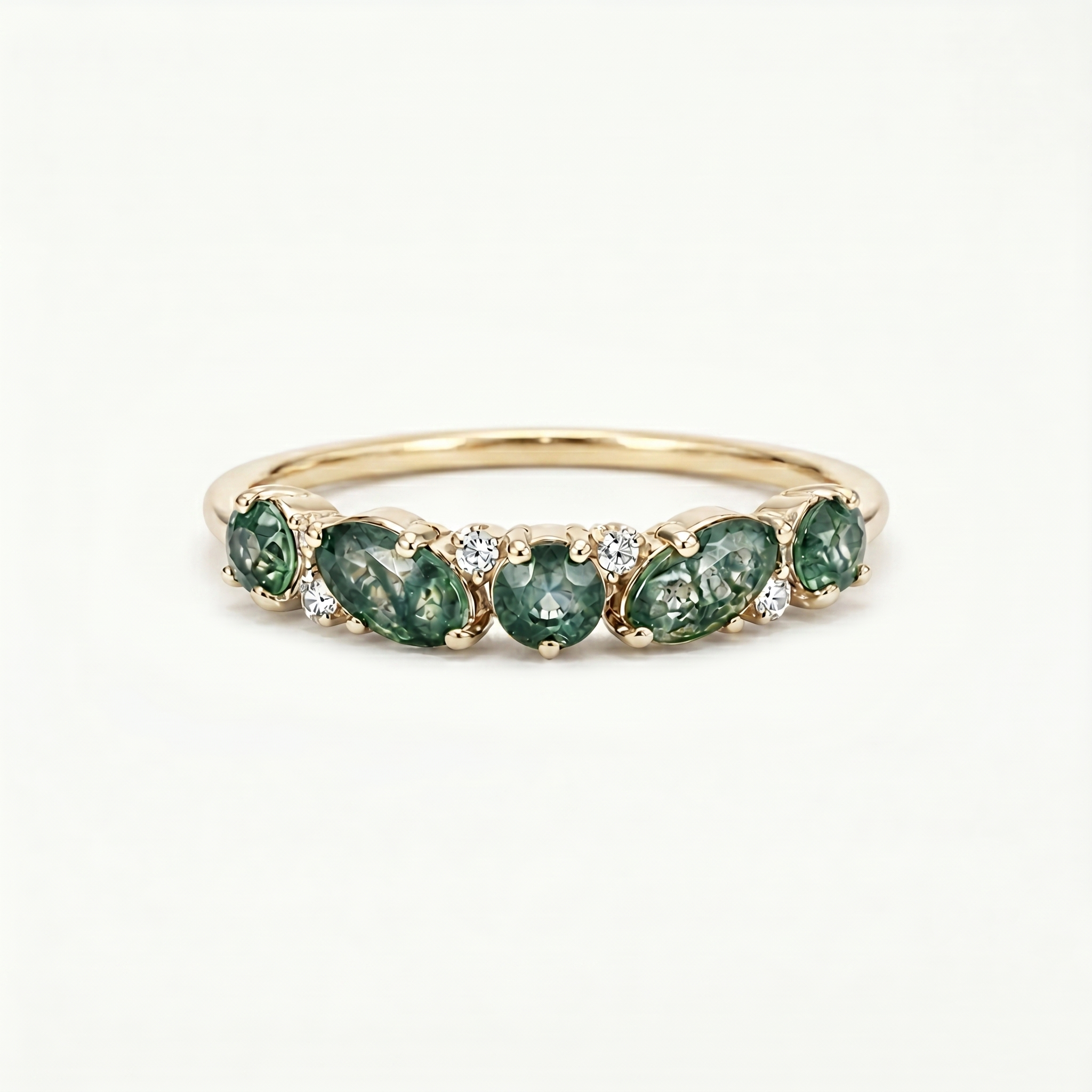 Moss Agate Band Ring