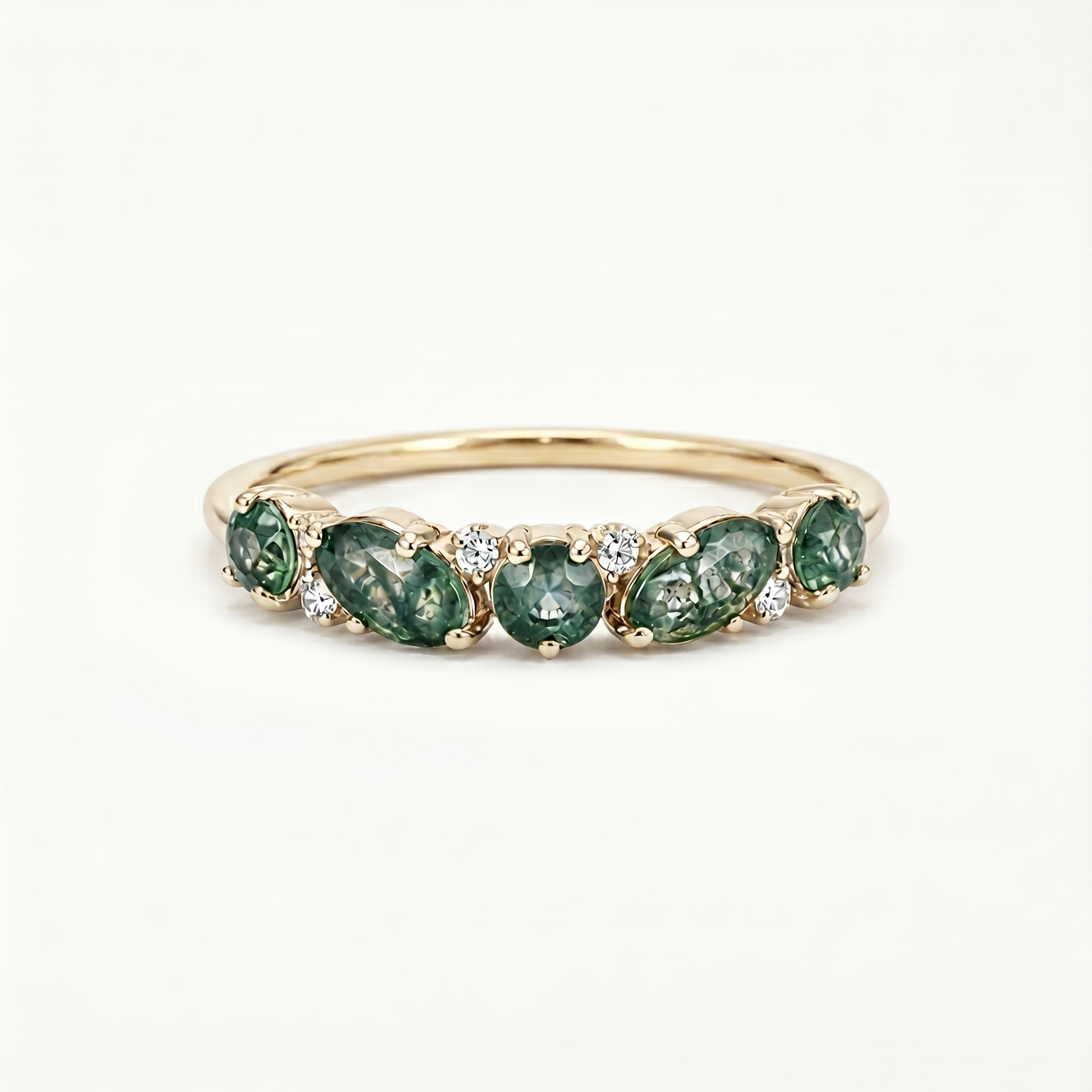 Moss Agate Band Ring