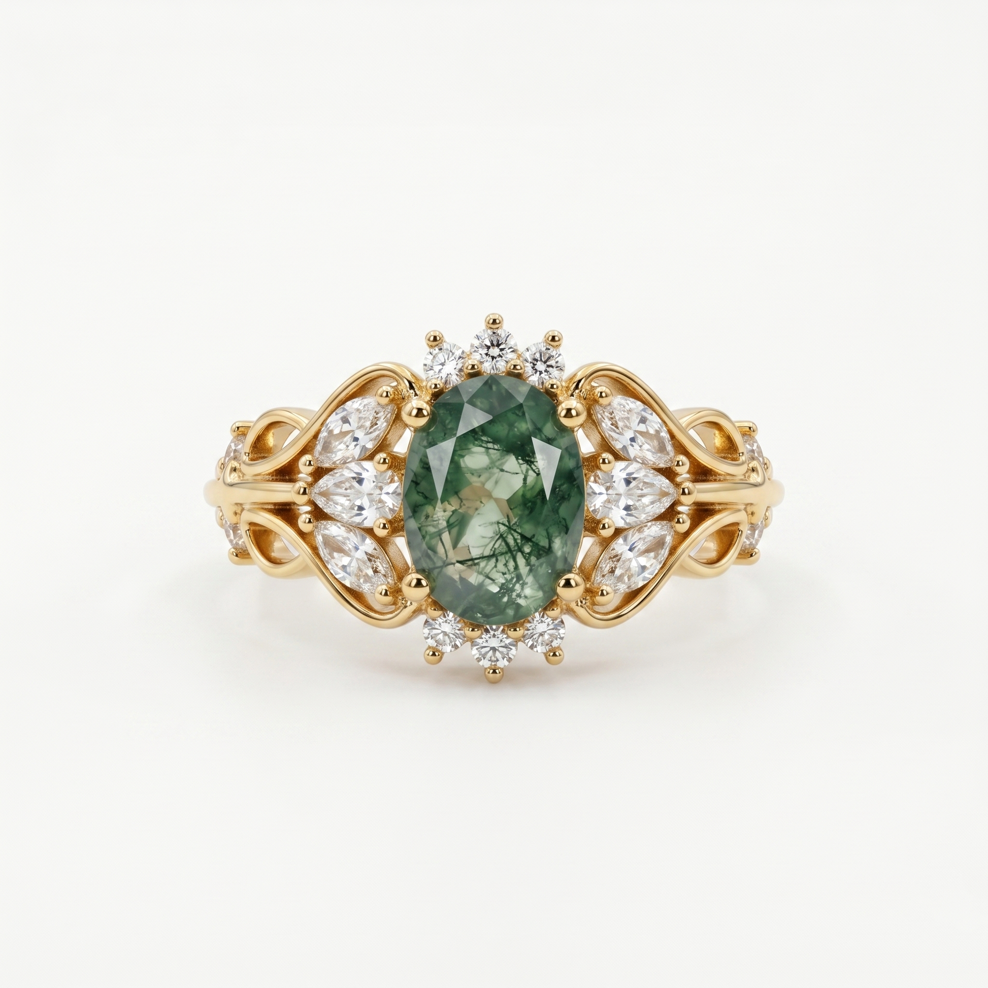 Moss Agate Verdant Grace Ring