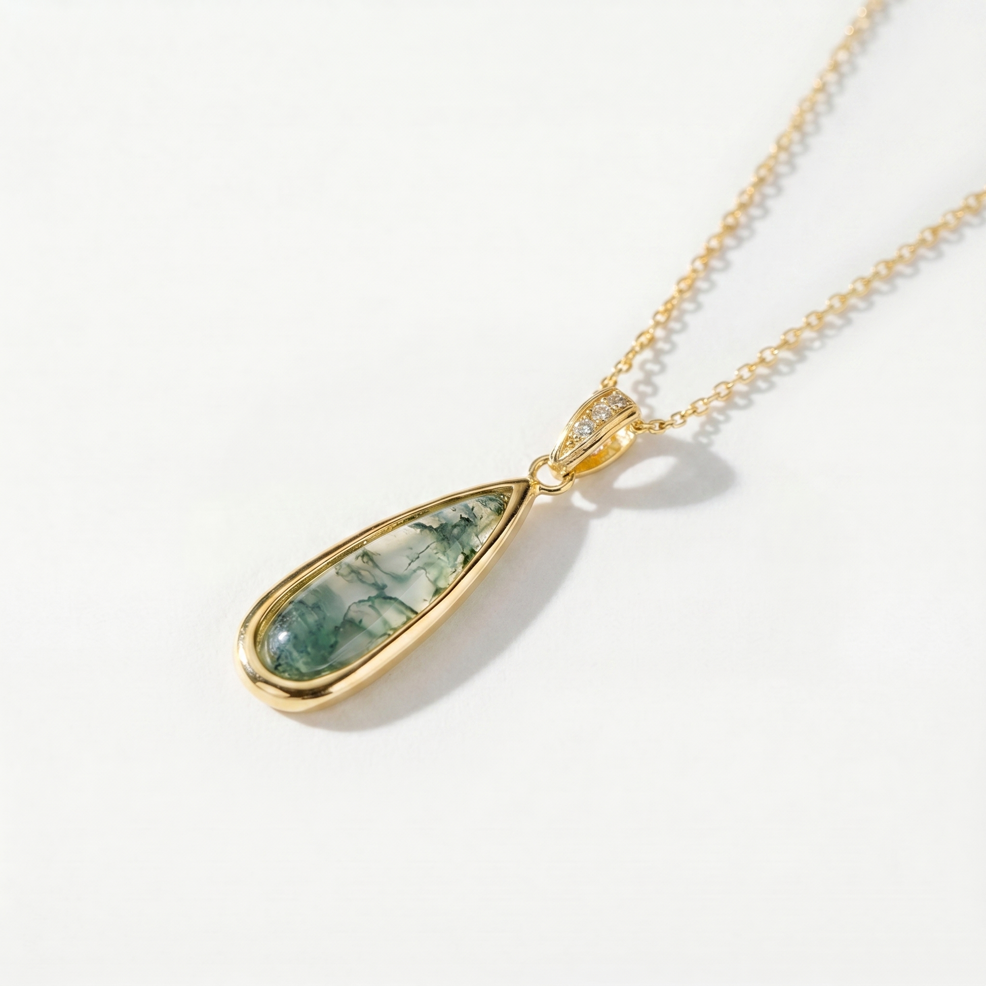 Collana con Agata Muschiata a Goccia della Natura