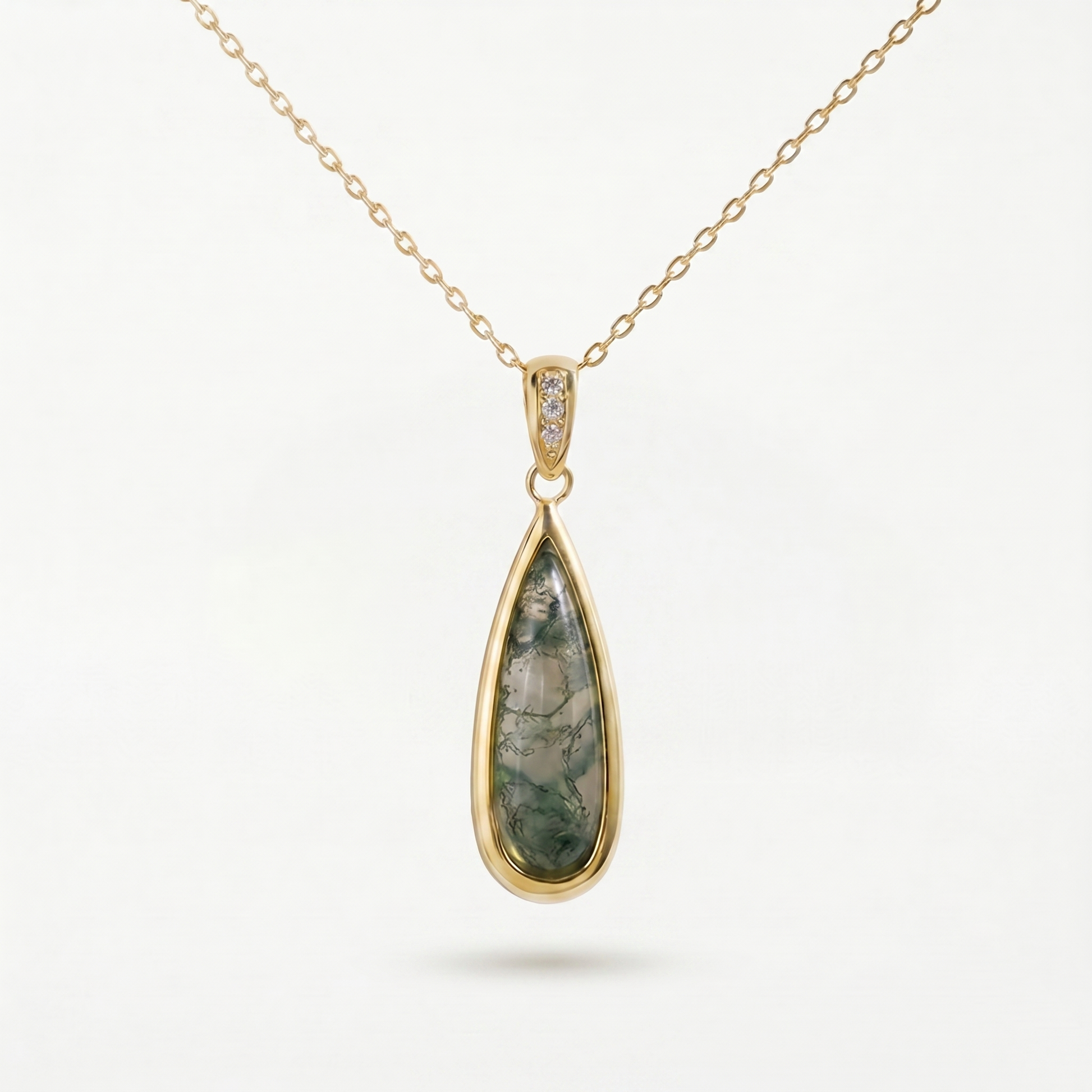 Collana con Agata Muschiata a Goccia della Natura