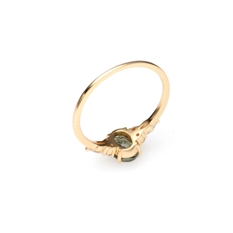 Oval Green Rutilated Quartz Ring