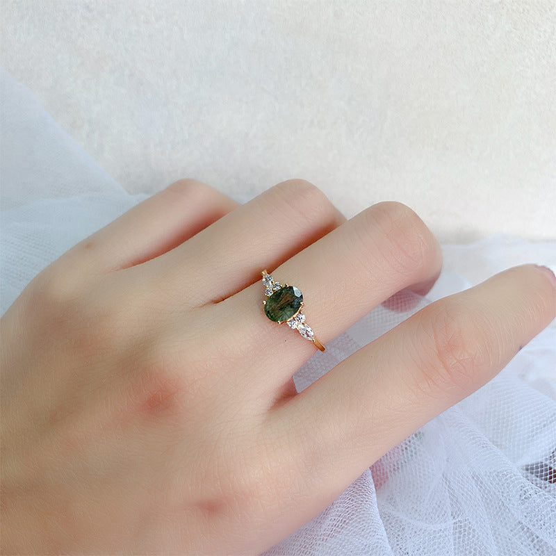 Oval Green Rutilated Quartz Ring