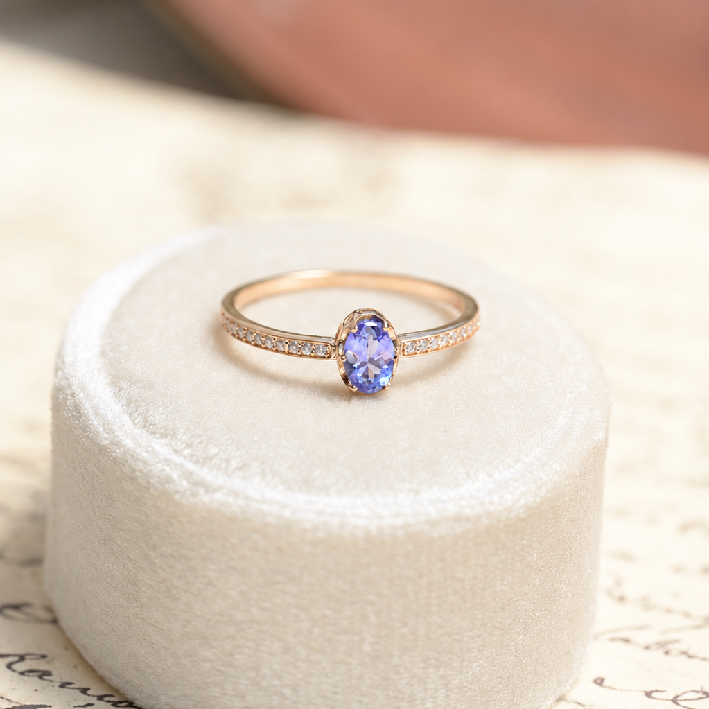 Oval Tanzanite Pavé Ring