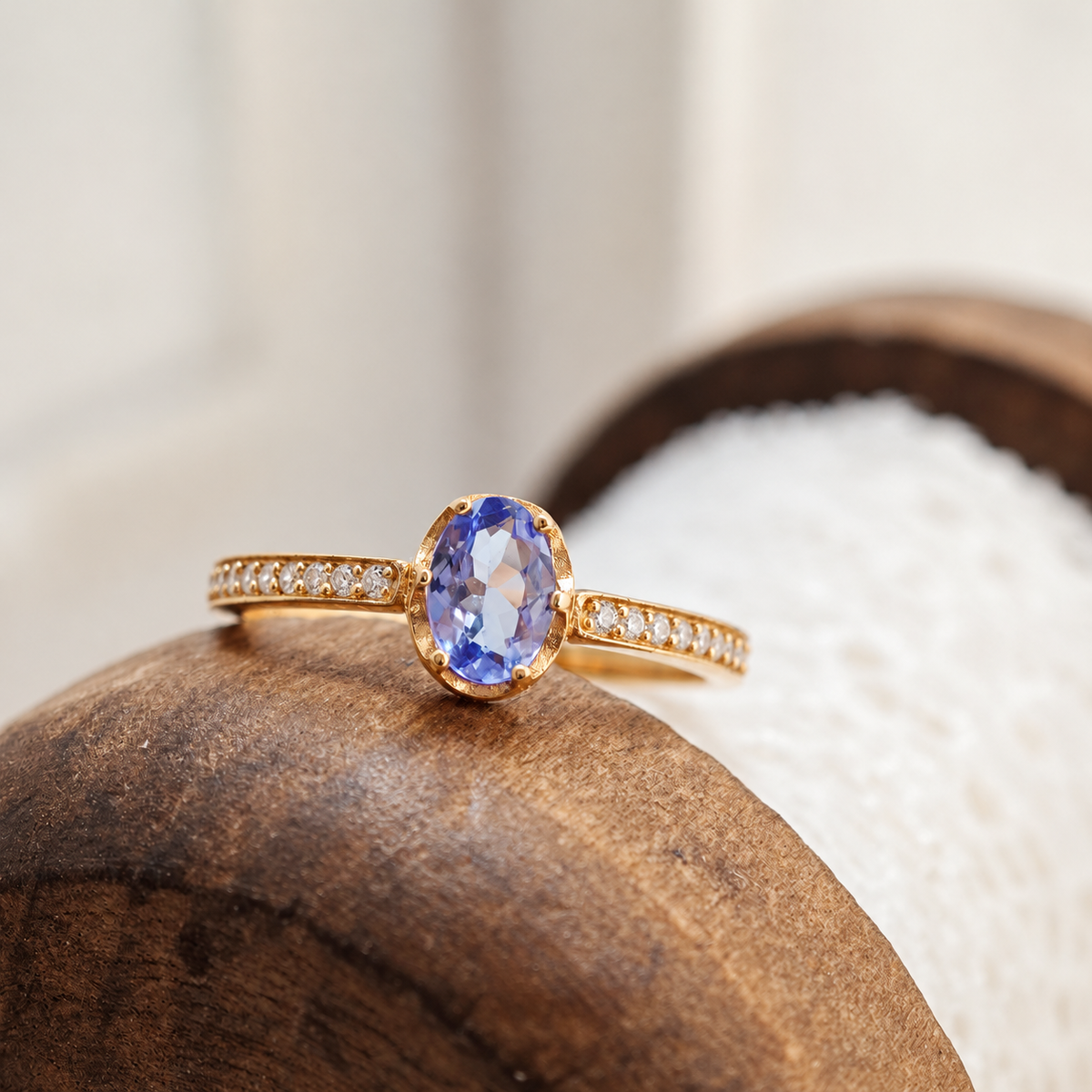 Oval Tanzanite Pavé Ring