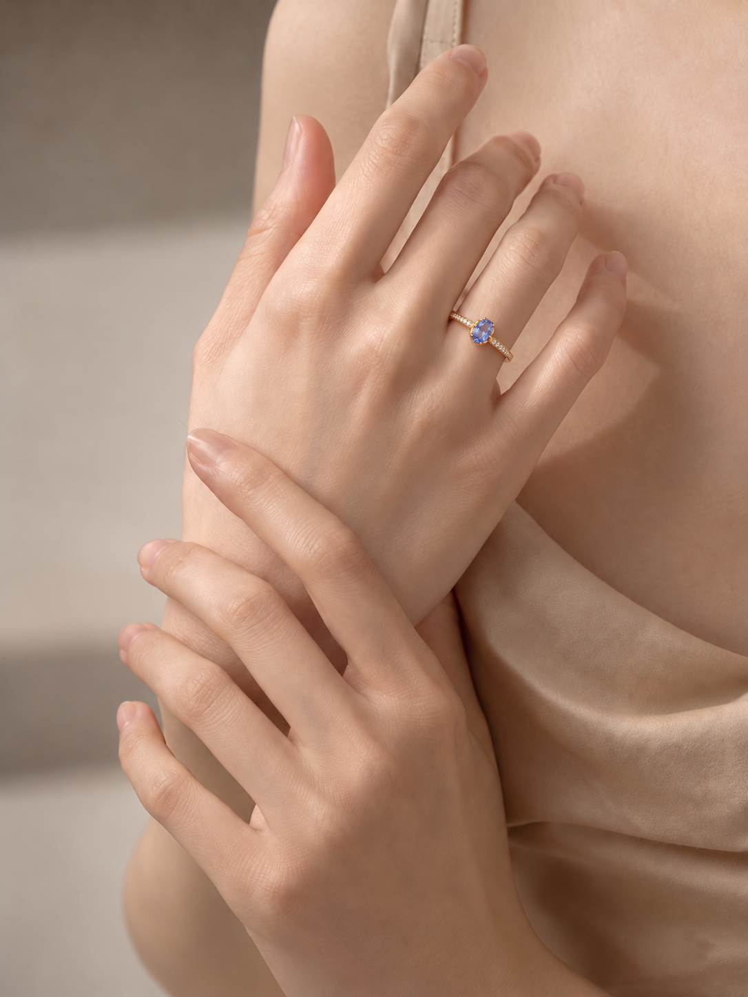 Oval Tanzanite Pavé Ring