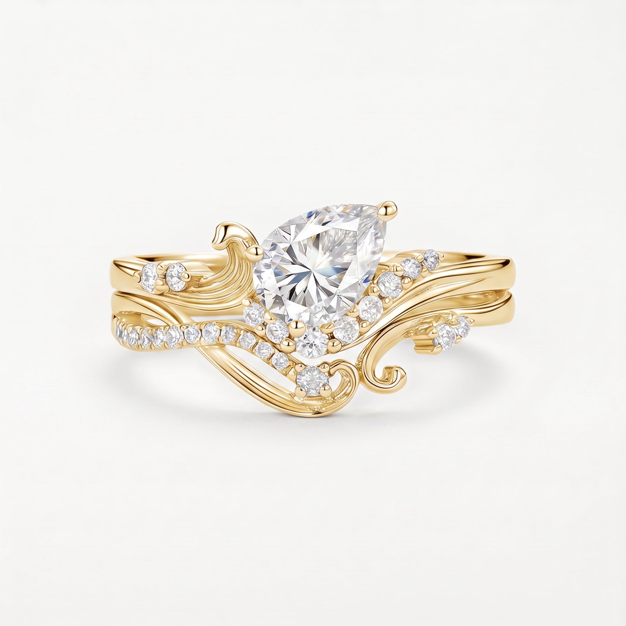 Bague Pavée Moissanite Taille Émeraude