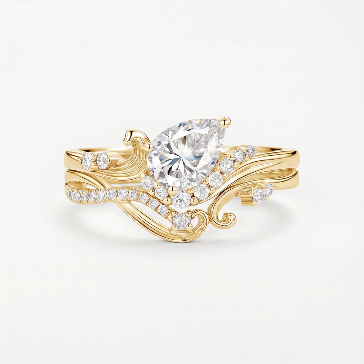 Anello pavé con moissanite a taglio smeraldo