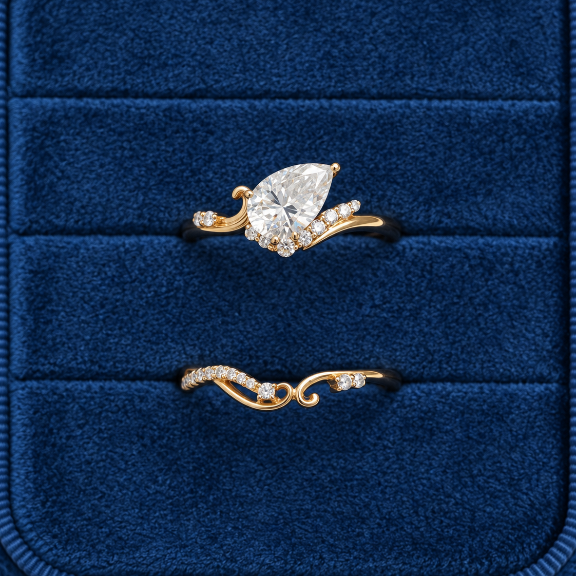 Anello pavé con moissanite a taglio smeraldo