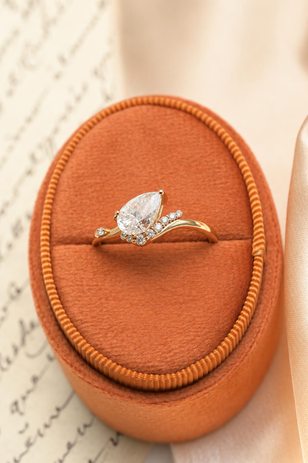 Anello pavé con moissanite a taglio smeraldo