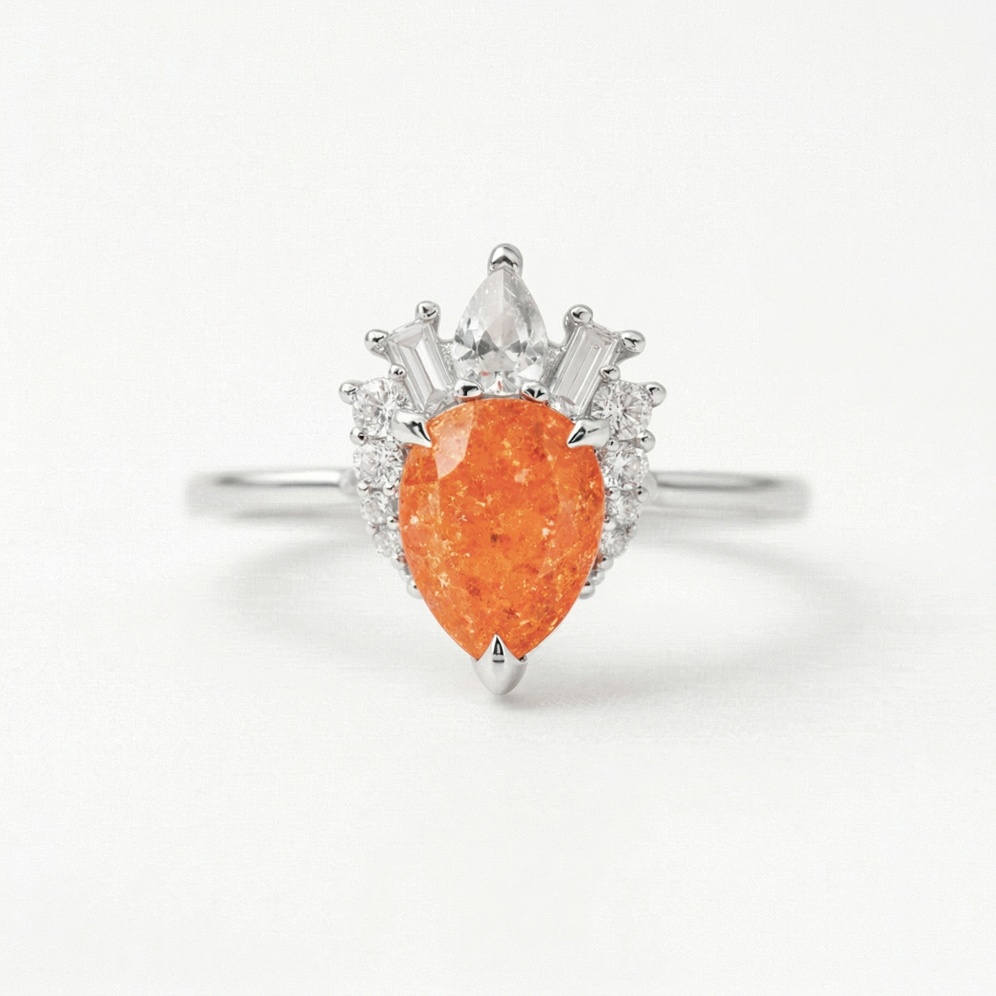 Pear-Cut Sunstone Teardrop Ring