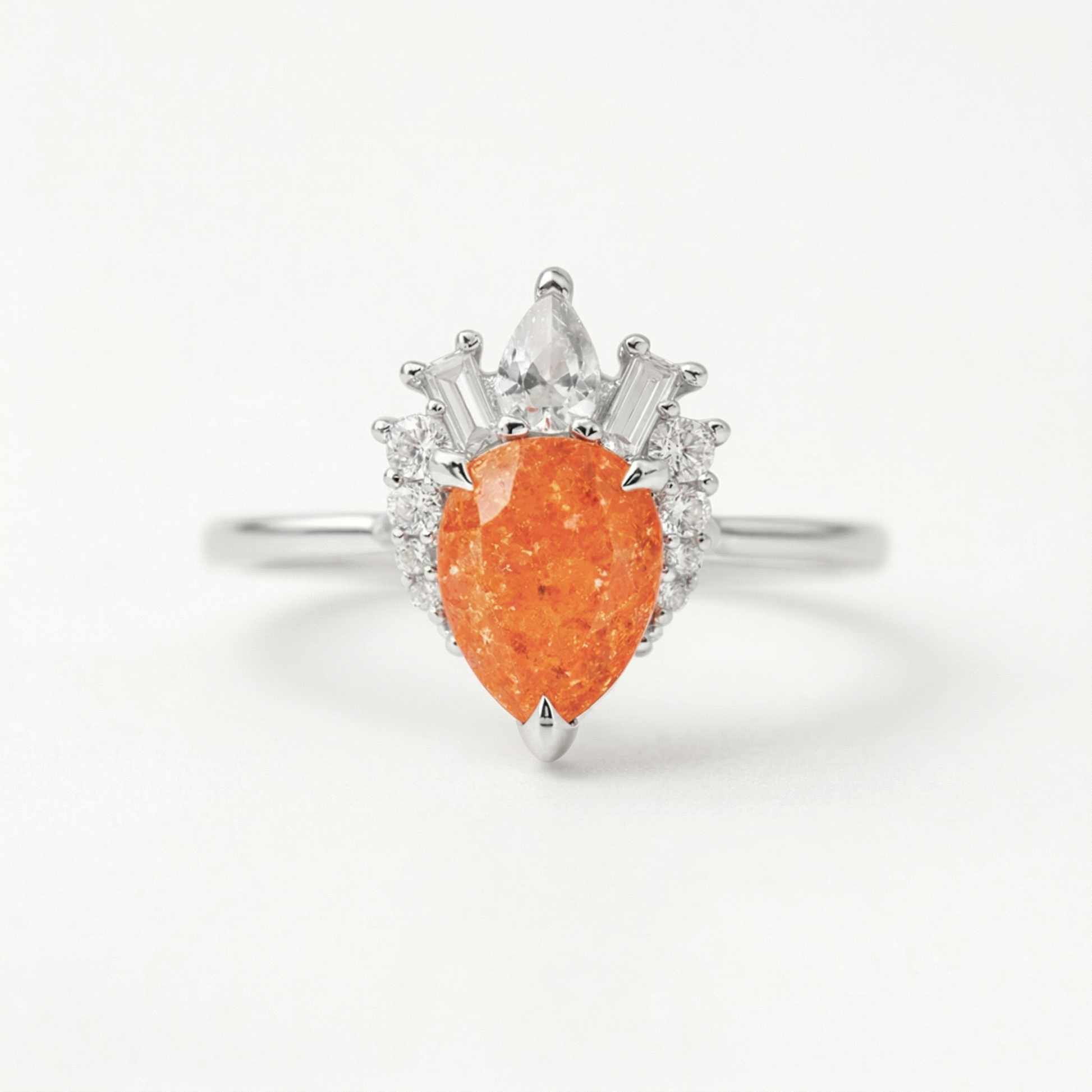 Pear-Cut Sunstone Teardrop Ring