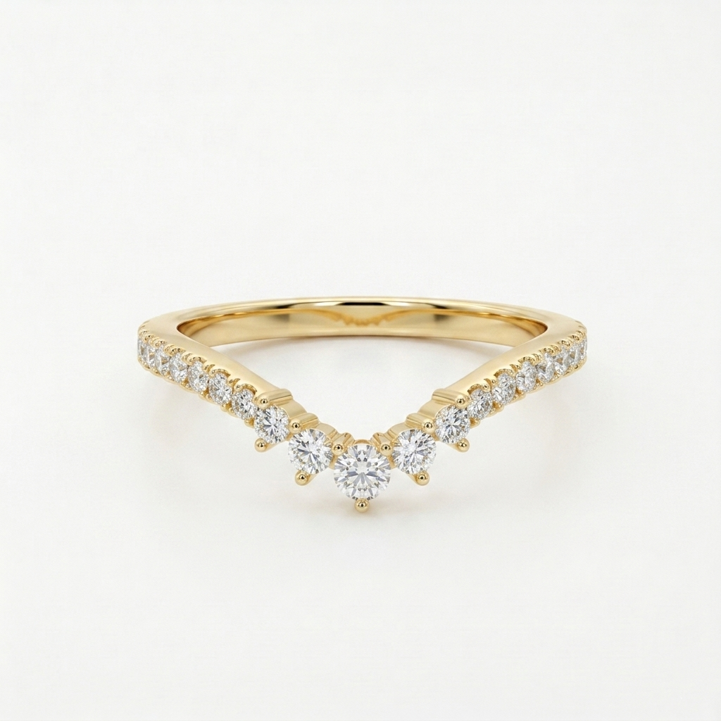 Pequeño anillo apilable en forma de V de moissanita