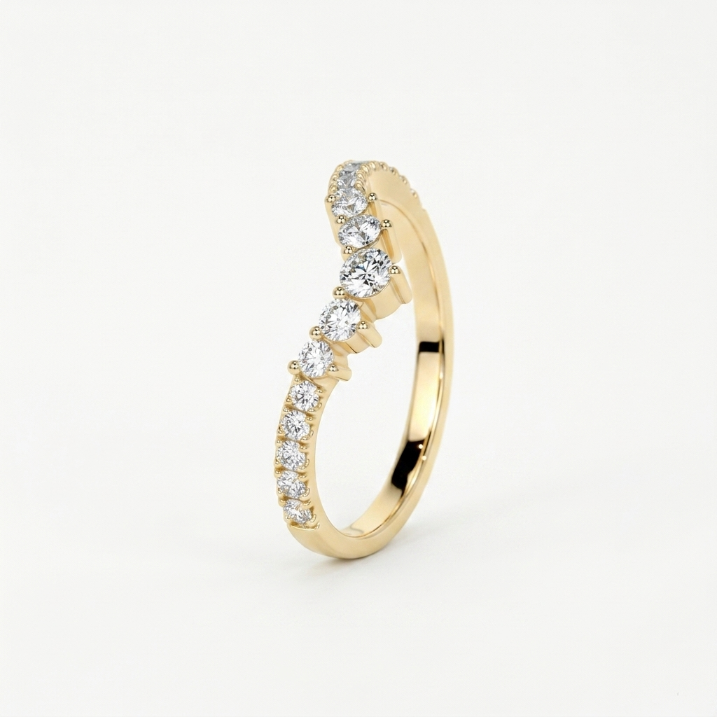 Pequeño anillo apilable en forma de V de moissanita