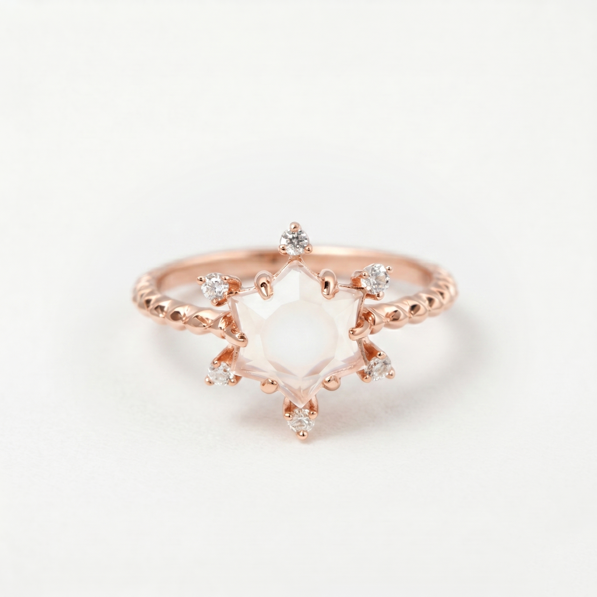 Anello Stellare in Quarzo Rosa Blush