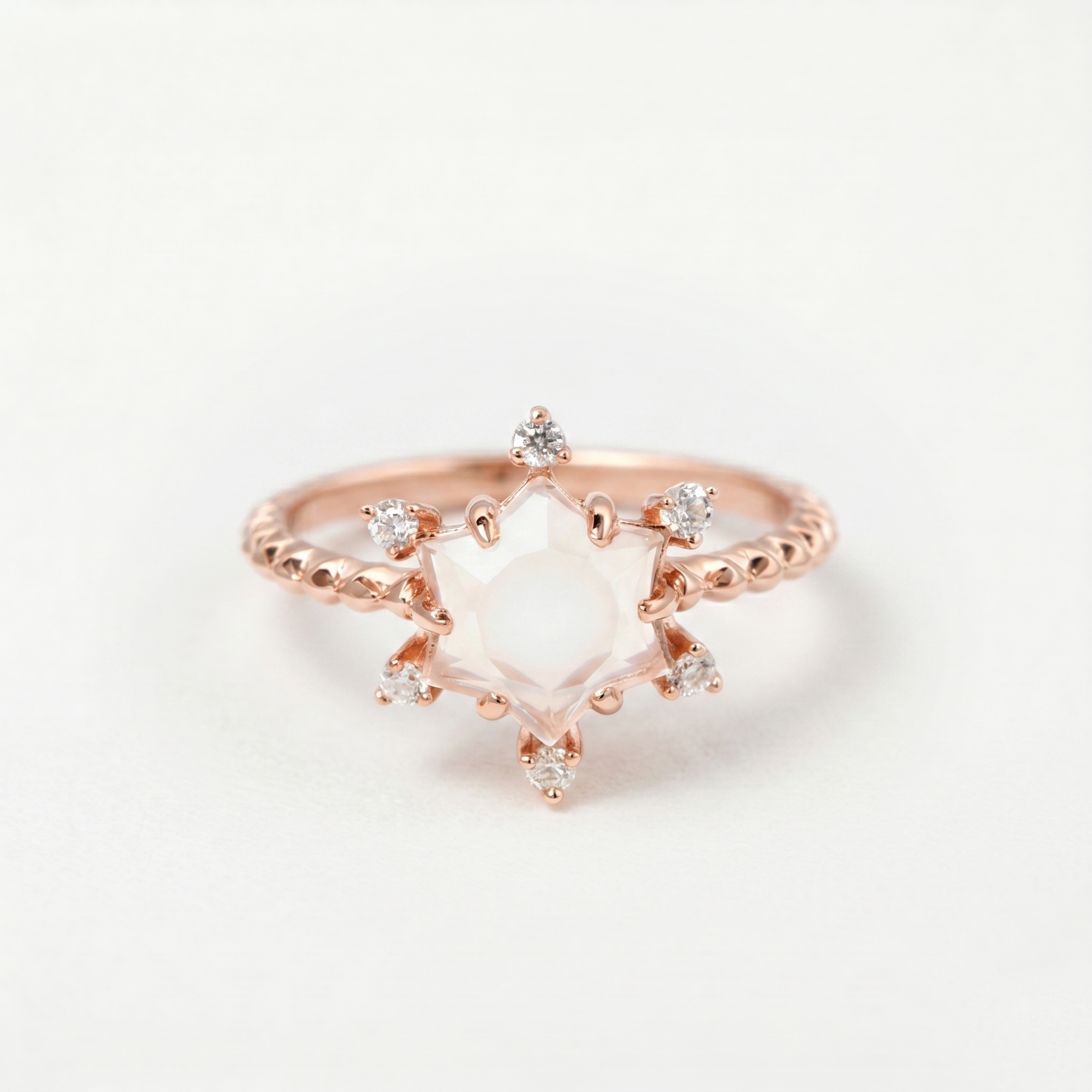 Anello Stellare in Quarzo Rosa Blush