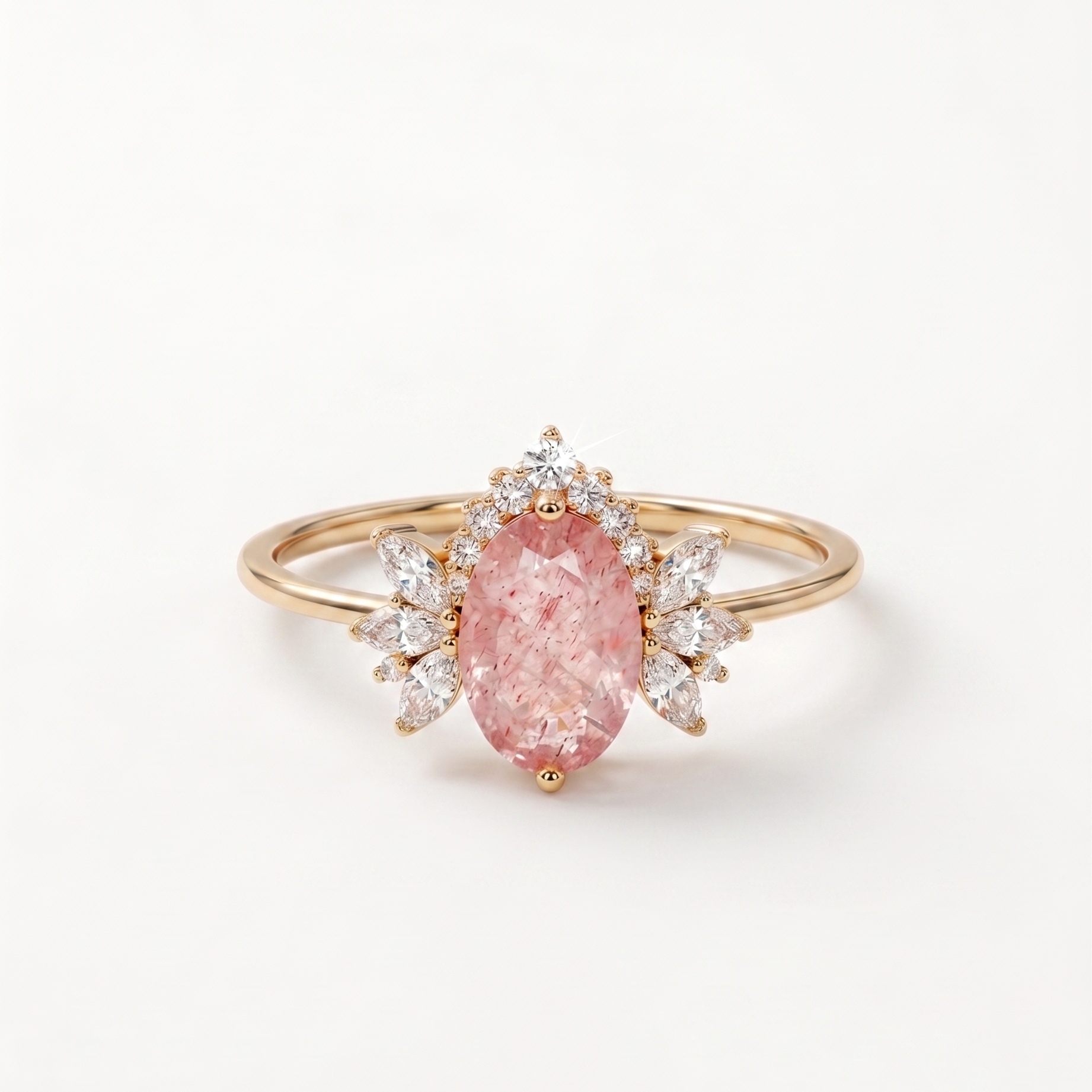 Anello Fioritura di Quarzo Fragola