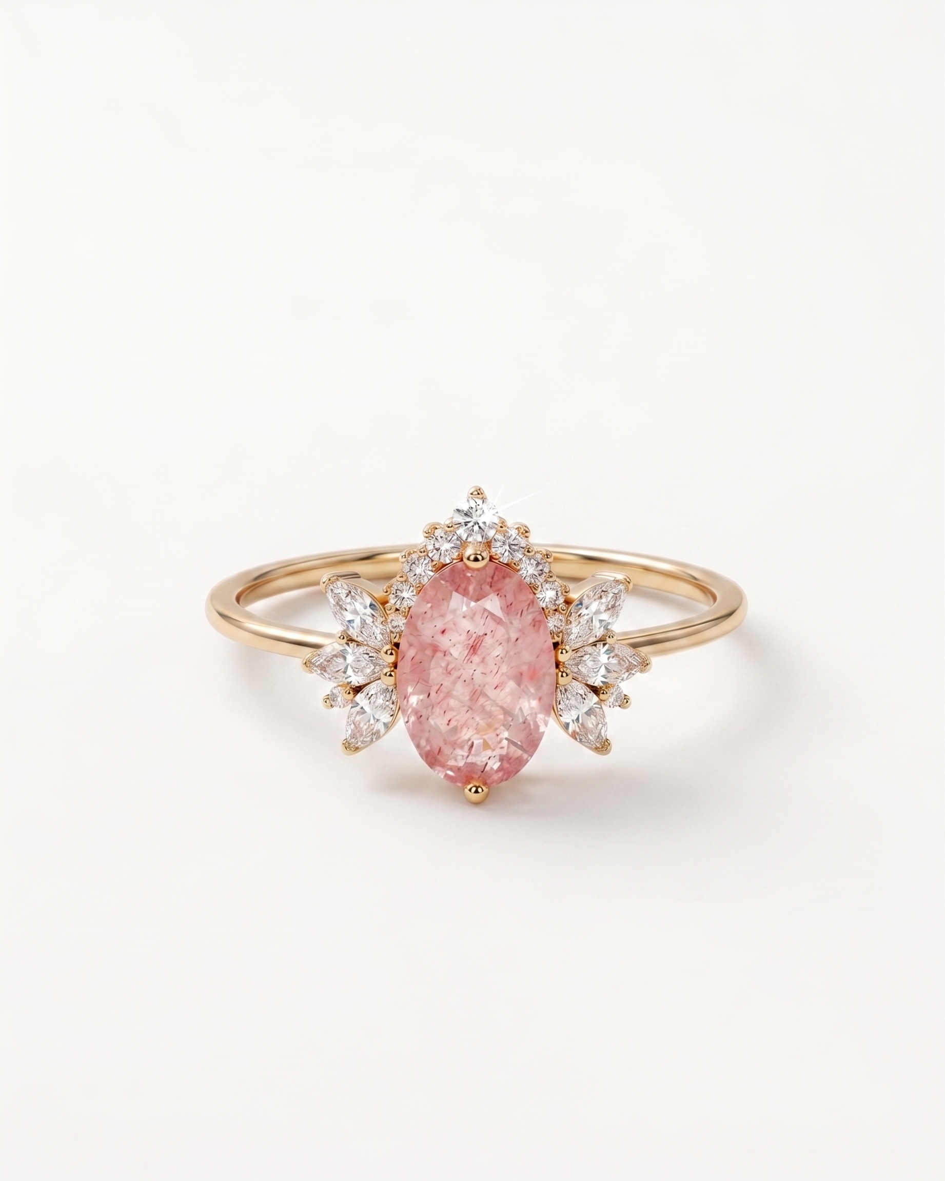 Anello Fioritura di Quarzo Fragola