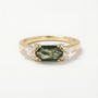 Verdant Hex Moss Agate Ring